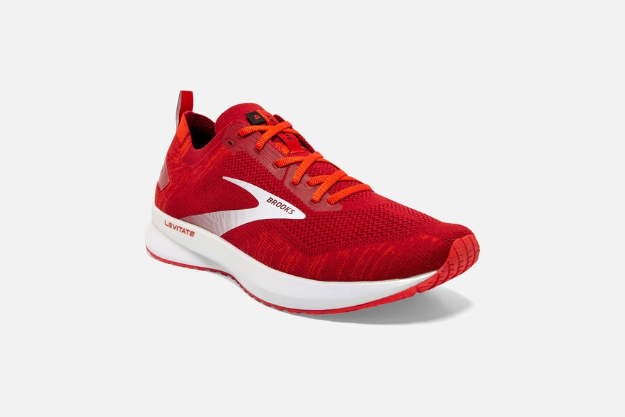 Brooks Running Shoes - Levitate 4 Road Mens - Red/Pink/White - NBW-906835